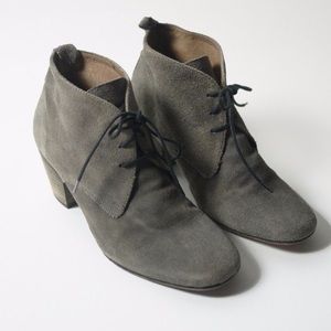H by Hudson Grey Suede Lace Up Ankle Boots